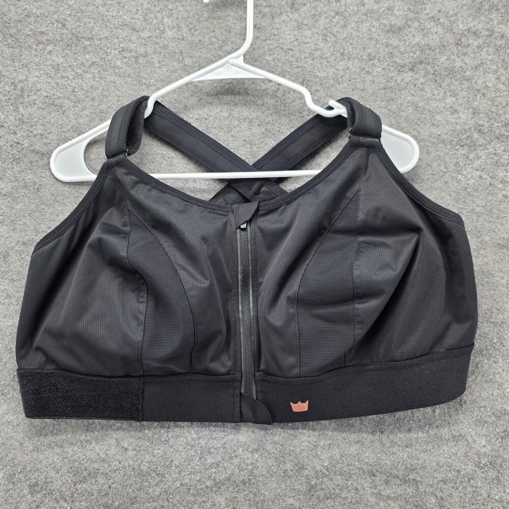 SHEFIT Sports Bra Womens M Black Zip Front Crossback High Support Breathable